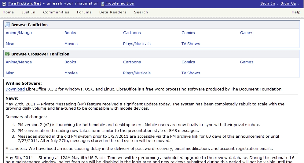 Fanfictionhomepage